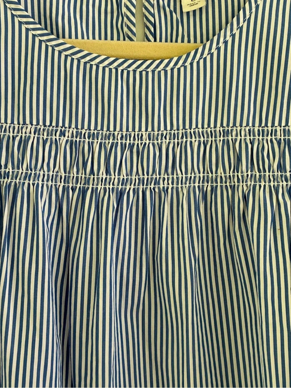 J Crew Striped Puff-Sleeve Blouse in Navy and White Sm